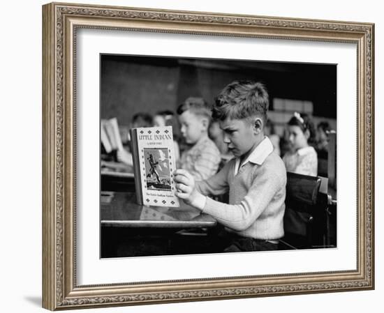 Child Reading a Book in School-Frank Scherschel-Framed Photographic Print