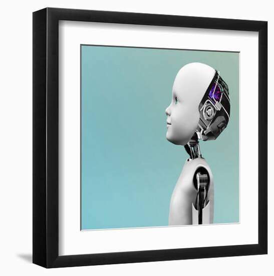 Child Robot Looking Forward-null-Framed Art Print