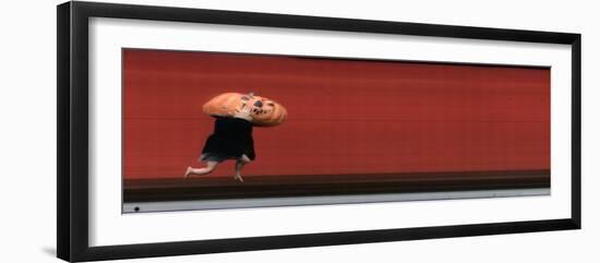 Child Running in Halloween Costume-George Silk-Framed Photographic Print