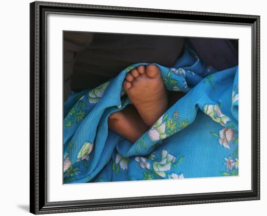 Child's Feet Wrapped with Sari at Kunbuli Friday Market, Orissa, India-Keren Su-Framed Photographic Print