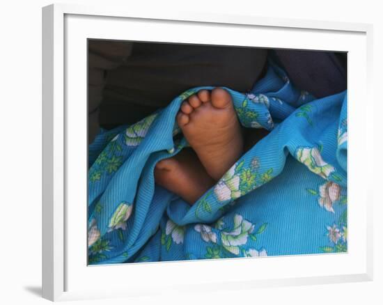 Child's Feet Wrapped with Sari at Kunbuli Friday Market, Orissa, India-Keren Su-Framed Photographic Print