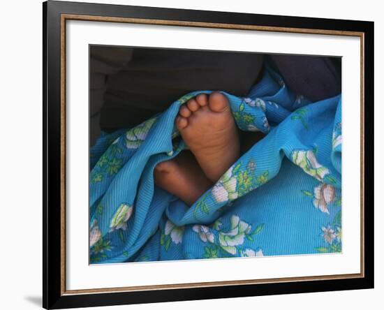 Child's Feet Wrapped with Sari at Kunbuli Friday Market, Orissa, India-Keren Su-Framed Photographic Print