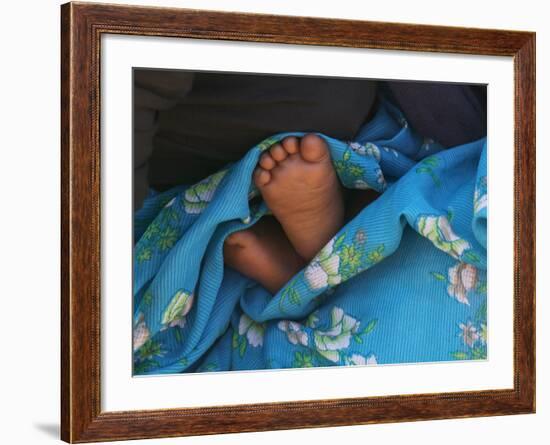 Child's Feet Wrapped with Sari at Kunbuli Friday Market, Orissa, India-Keren Su-Framed Photographic Print