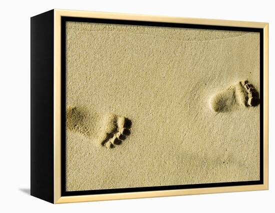 Child's Footprints on Beach at Santa Maria, Sal (Salt), Cape Verde Islands, Africa-Robert Harding-Framed Premier Image Canvas