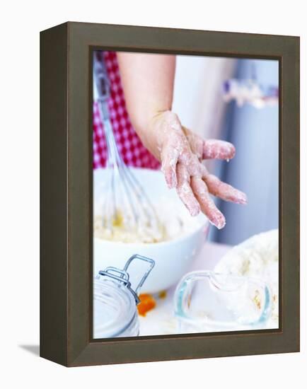 Child's Hand Covered in Dough-Alena Hrbkova-Framed Premier Image Canvas