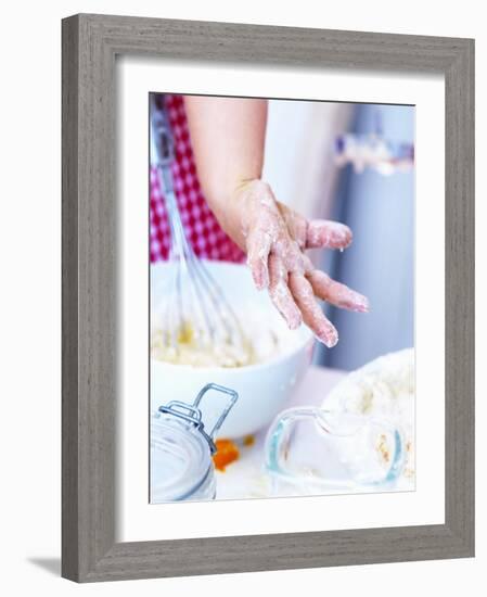 Child's Hand Covered in Dough-Alena Hrbkova-Framed Photographic Print