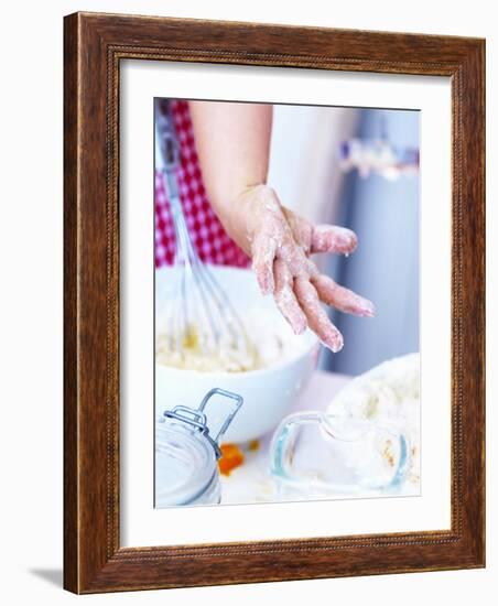 Child's Hand Covered in Dough-Alena Hrbkova-Framed Photographic Print