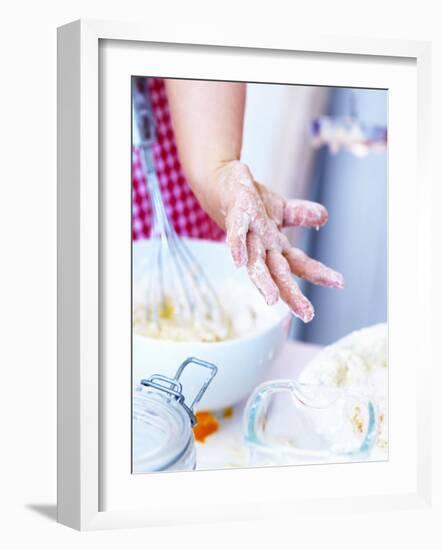 Child's Hand Covered in Dough-Alena Hrbkova-Framed Photographic Print