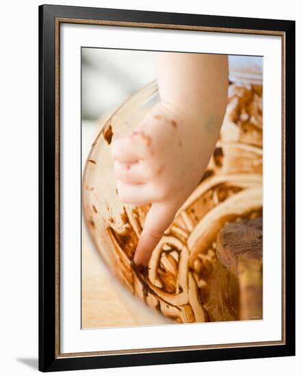 Child's Hand Scraping Mixing Bowl-Greg Elms-Framed Photographic Print