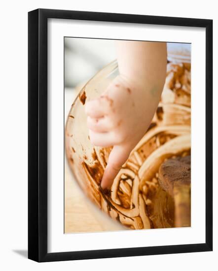 Child's Hand Scraping Mixing Bowl-Greg Elms-Framed Photographic Print