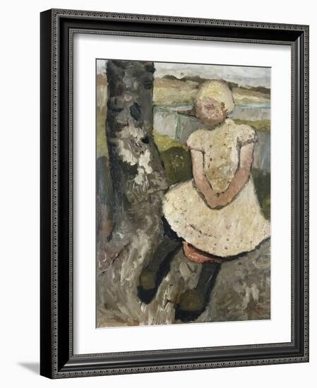 Child Sitting under a Tree; Kind Sitzend Unter Einem Baum, c.1905-Paula Modersohn-Becker-Framed Giclee Print