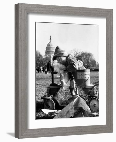 Child Sleeping in Stroller During Celebrations for the Inauguration of Harry S. Truman-Frank Scherschel-Framed Photographic Print