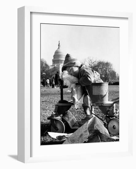 Child Sleeping in Stroller During Celebrations for the Inauguration of Harry S. Truman-Frank Scherschel-Framed Photographic Print