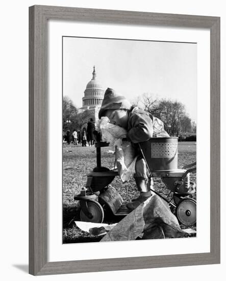 Child Sleeping in Stroller During Celebrations for the Inauguration of Harry S. Truman-Frank Scherschel-Framed Photographic Print