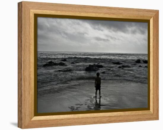 Child Standing at the Edge of Tide-Krzysztof Rost-Framed Premier Image Canvas