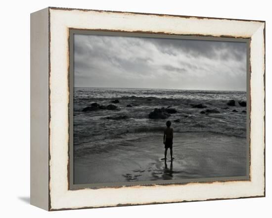 Child Standing at the Edge of Tide-Krzysztof Rost-Framed Premier Image Canvas