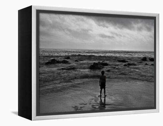 Child Standing at the Edge of Tide-Krzysztof Rost-Framed Premier Image Canvas