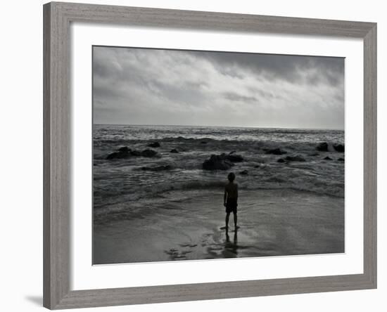 Child Standing at the Edge of Tide-Krzysztof Rost-Framed Photographic Print