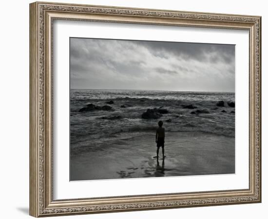 Child Standing at the Edge of Tide-Krzysztof Rost-Framed Photographic Print