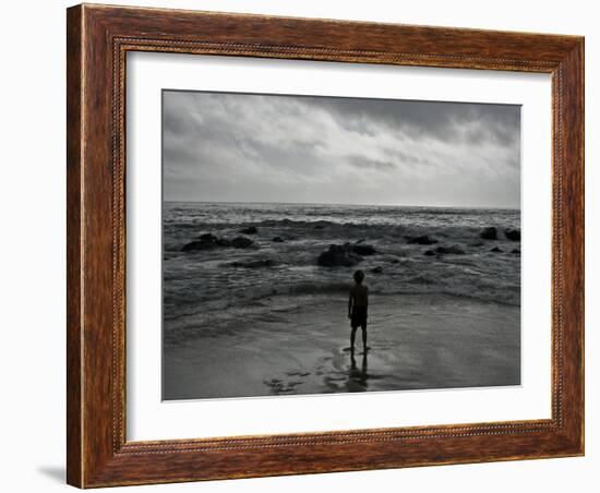 Child Standing at the Edge of Tide-Krzysztof Rost-Framed Photographic Print