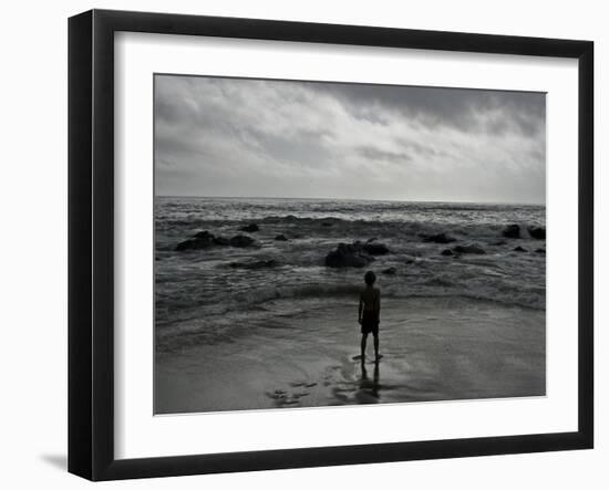 Child Standing at the Edge of Tide-Krzysztof Rost-Framed Photographic Print