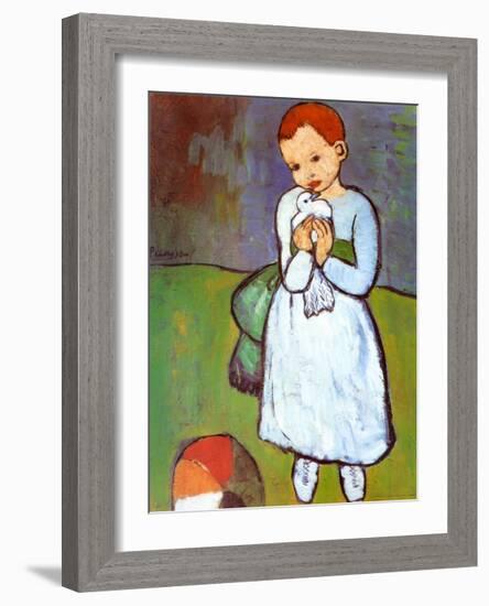 Child with a Dove, c.1901-Pablo Picasso-Framed Art Print