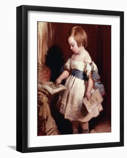 Child with a Drawing-Edwin Henry Landseer-Framed Giclee Print