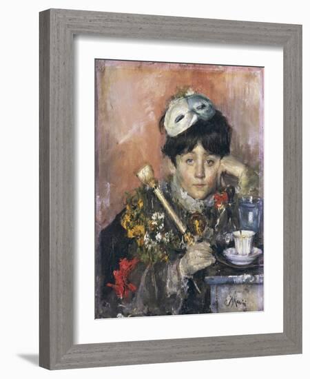 Child with a Mask-Antonio Mancini-Framed Giclee Print