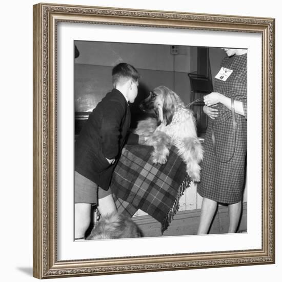 Child with an Afghan Hound at a Dog Show in Horden, County Durham, 1963-Michael Walters-Framed Photographic Print