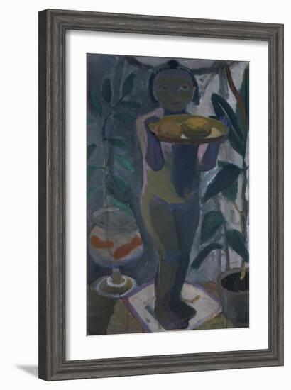 Child with Goldfish Bowl, About 1906/07-Paula Modersohn-Becker-Framed Giclee Print