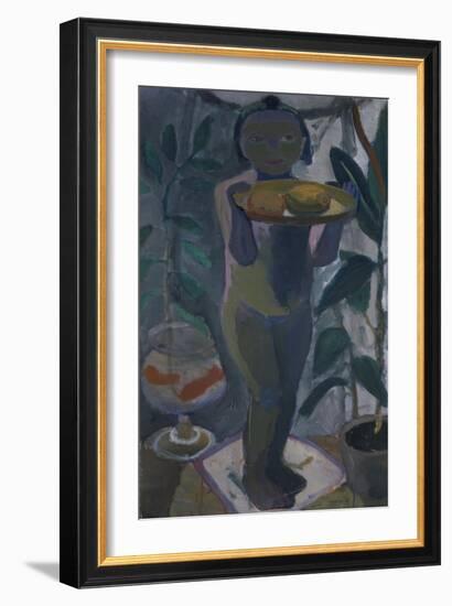 Child with Goldfish Bowl, About 1906/07-Paula Modersohn-Becker-Framed Giclee Print