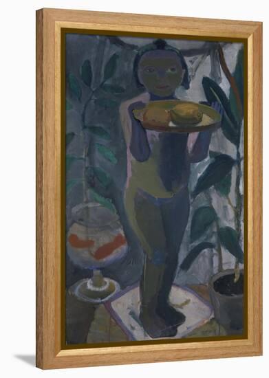 Child with Goldfish Bowl, About 1906/07-Paula Modersohn-Becker-Framed Premier Image Canvas