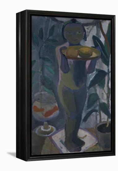 Child with Goldfish Bowl, About 1906/07-Paula Modersohn-Becker-Framed Premier Image Canvas