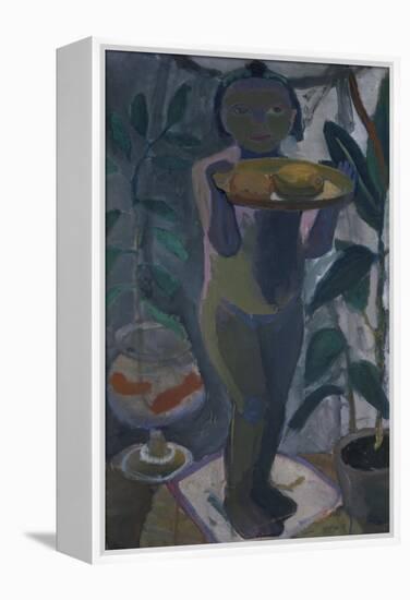 Child with Goldfish Bowl, About 1906/07-Paula Modersohn-Becker-Framed Premier Image Canvas