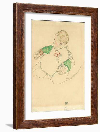 Child with Green Sleeves (Anton Peschka, Jr.), 1916 (Gouache and Pencil on Paper)-Egon Schiele-Framed Giclee Print