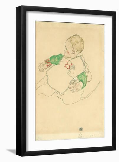 Child with Green Sleeves (Anton Peschka, Jr.), 1916 (Gouache and Pencil on Paper)-Egon Schiele-Framed Giclee Print