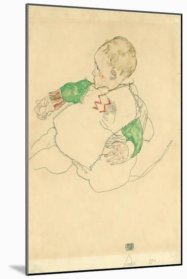 Child with Green Sleeves (Anton Peschka, Jr.), 1916 (Gouache and Pencil on Paper)-Egon Schiele-Mounted Giclee Print