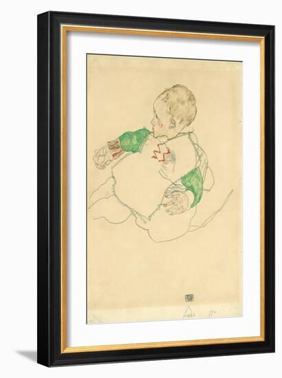 Child with Green Sleeves (Anton Peschka, Jr.), 1916 (Gouache and Pencil on Paper)-Egon Schiele-Framed Giclee Print