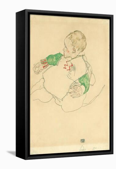 Child with Green Sleeves (Anton Peschka, Jr.), 1916 (Gouache and Pencil on Paper)-Egon Schiele-Framed Premier Image Canvas