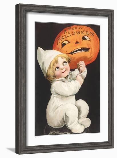 Child with Jack O'Lantern-null-Framed Art Print