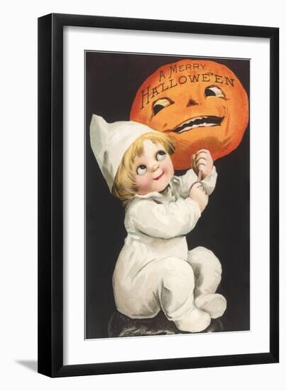 Child with Jack O'Lantern-null-Framed Art Print