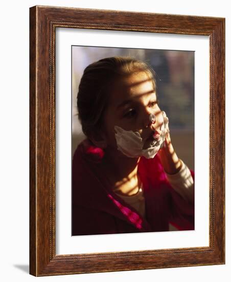 Child with Shaving Cream-Mitch Diamond-Framed Photographic Print