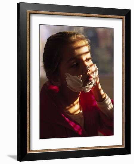 Child with Shaving Cream-Mitch Diamond-Framed Photographic Print