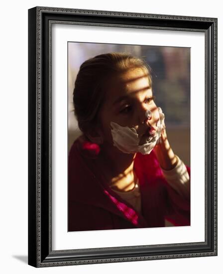 Child with Shaving Cream-Mitch Diamond-Framed Photographic Print