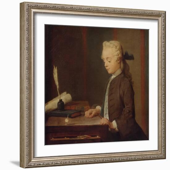 Child with Spinning Top-Jean-Baptiste Simeon Chardin-Framed Giclee Print