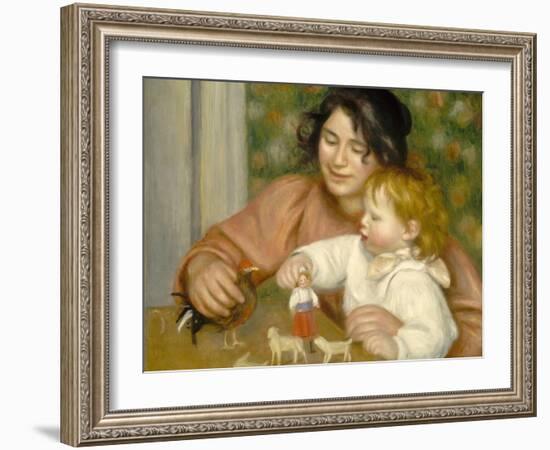 Child with Toys, Gabrielle and the Artist's Son, Jean, 1895-96-Pierre-Auguste Renoir-Framed Giclee Print