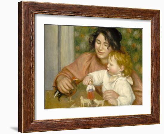 Child with Toys, Gabrielle and the Artist's Son, Jean, 1895-96-Pierre-Auguste Renoir-Framed Giclee Print