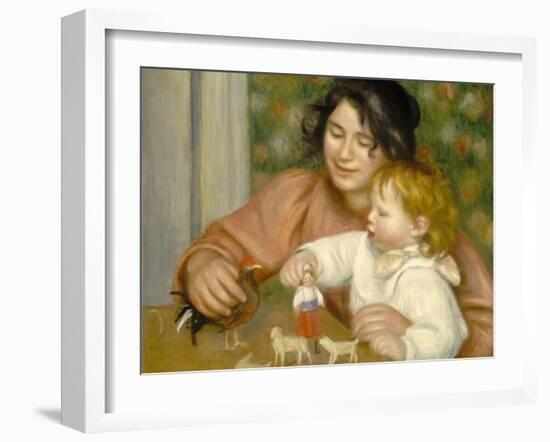 Child with Toys, Gabrielle and the Artist's Son, Jean, 1895-96-Pierre-Auguste Renoir-Framed Giclee Print