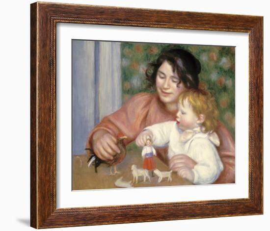 Child with Toys - Gabrielle and the Artist's Son, Jean-Pierre-Auguste Renoir-Framed Premium Giclee Print