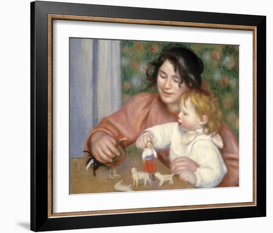 Child with Toys - Gabrielle and the Artist's Son, Jean-Pierre-Auguste Renoir-Framed Premium Giclee Print